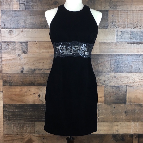 Jessica McClintock Dresses & Skirts - Jessica McClintock Black Velvet Halter Dress 9/10